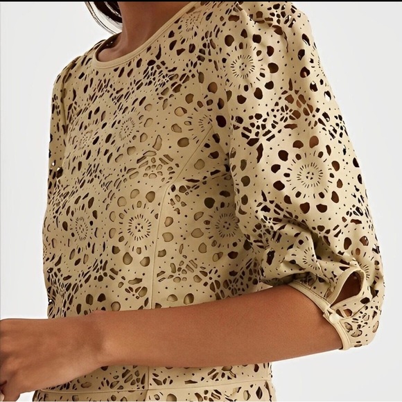 Ralph Lauren Black Label Women’s Top, Lamb Leather Peplum Cutout, Size 8 NWT - Picture 2 of 12